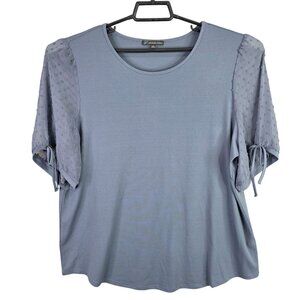 Womens Adrianna Papel Gray Blouse Crepe Clip Dot 3/4 Sleeves Polyester Size XL